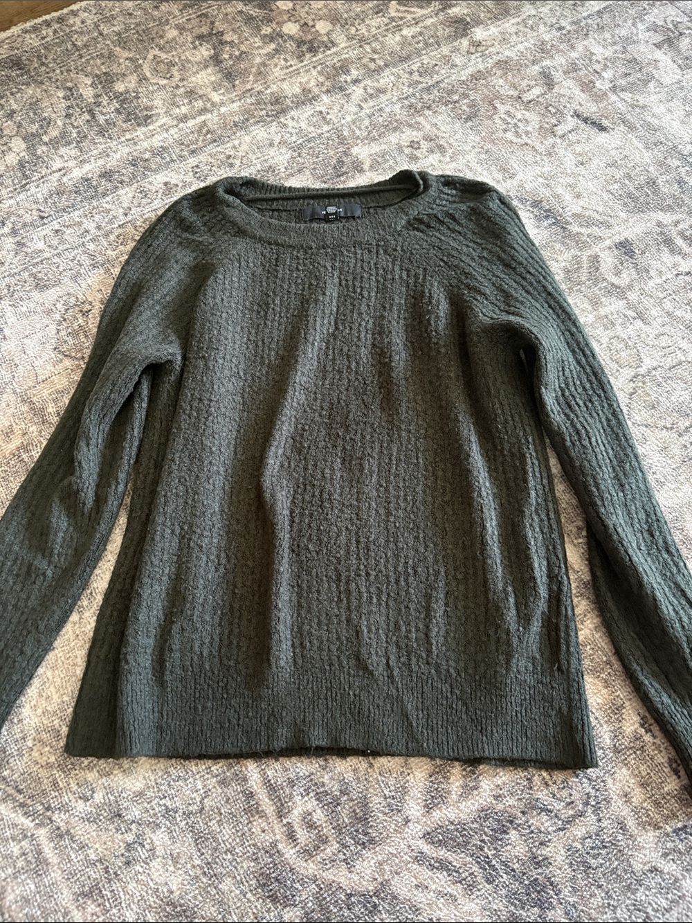 Vero Moda Olive Green Textured Crewneck Sweater